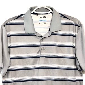 Adidas Climacool Polo Golf Shirt Gray Striped Sz S